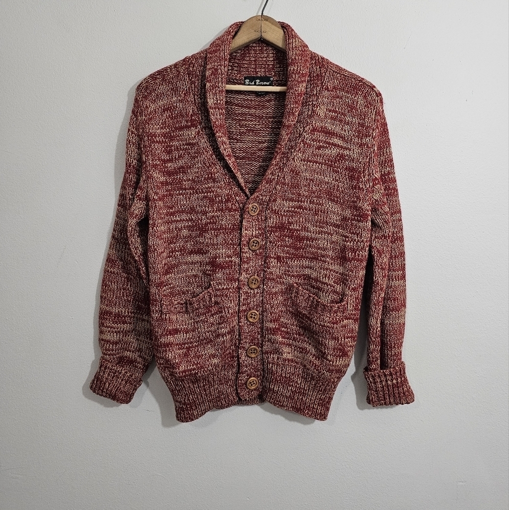 Vintage Bud Berma Red/Tan Knit Grandpa Sweater